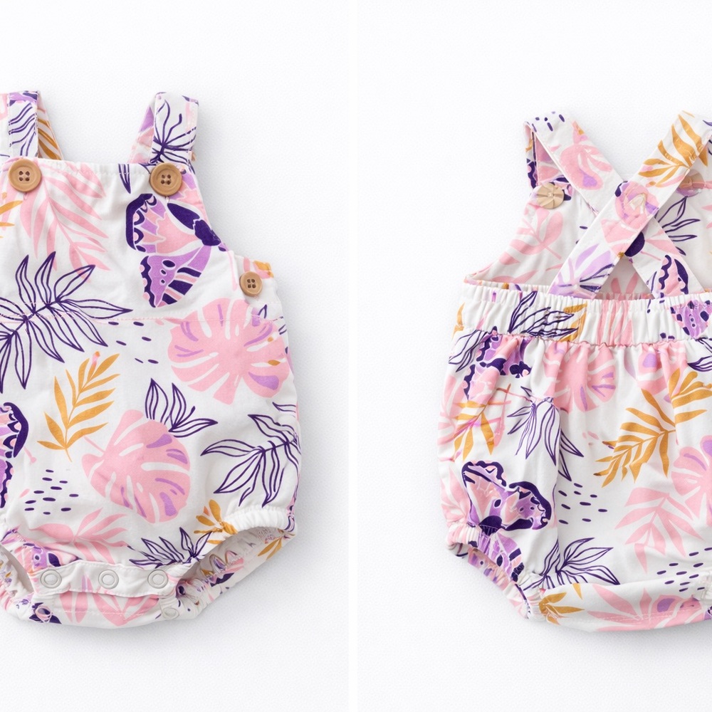 Pekkle Baby Girl Floral Butterfly Romper – Size 3M